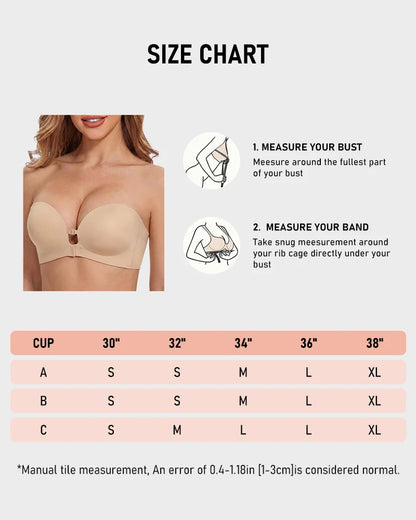 Themytom Women's Seamless Strapless Front Closure Push-Up Bra