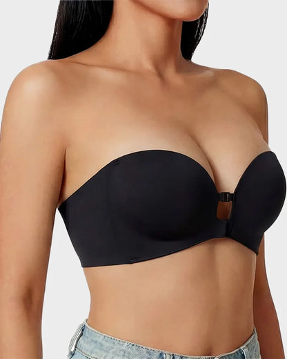 Themytom Women's Seamless Strapless Front Closure Push-Up Bra