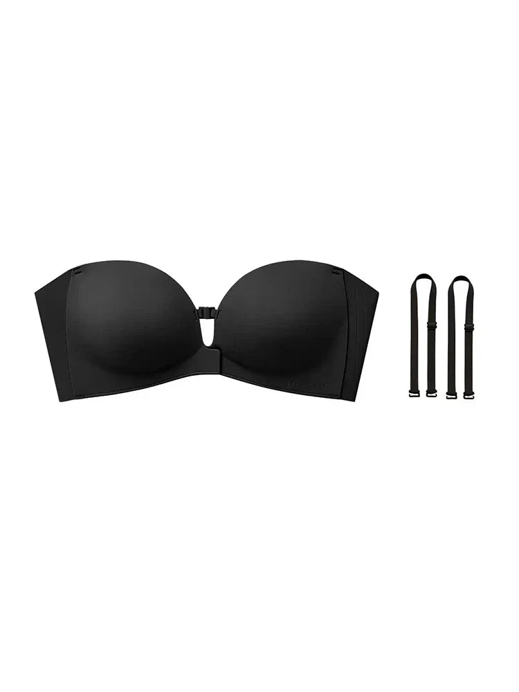 Themytom Women's Seamless Strapless Front Closure Push-Up Bra