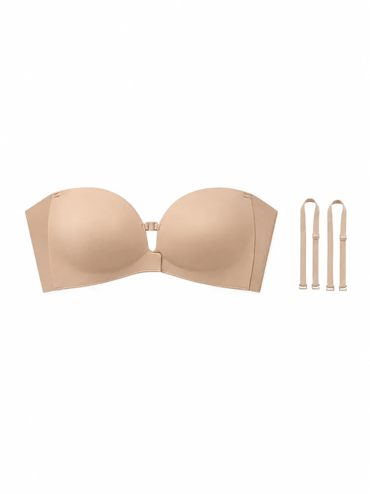 Themytom Women's Seamless Strapless Front Closure Push-Up Bra