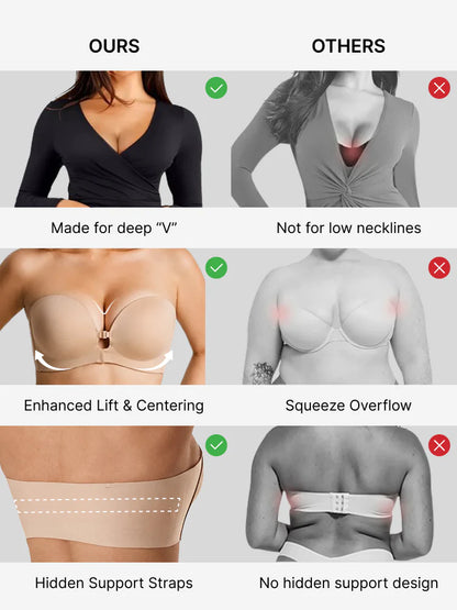 Themytom Women's Seamless Strapless Front Closure Push-Up Bra
