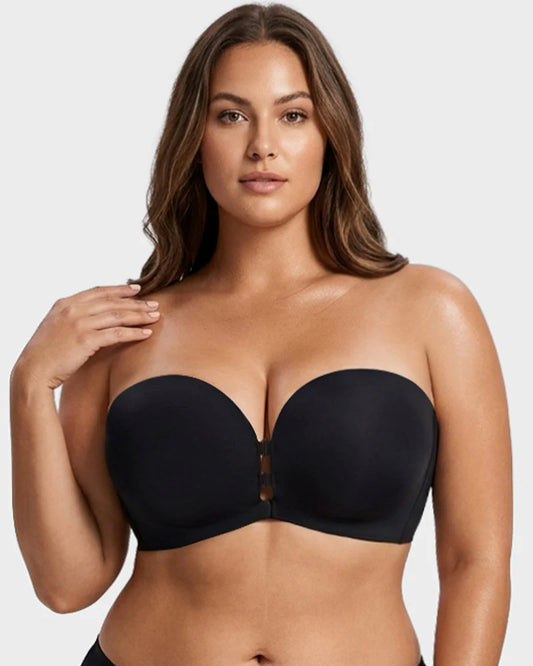 Themytom Women's Seamless Strapless Front Closure Push-Up Bra