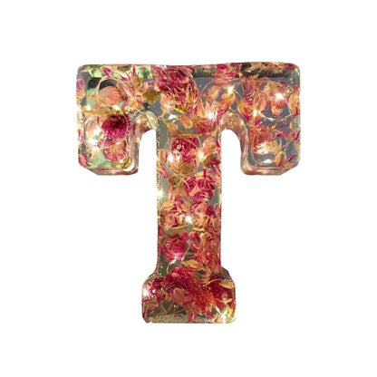 Floral Resin Letter Night Light Alphabet Letter LED