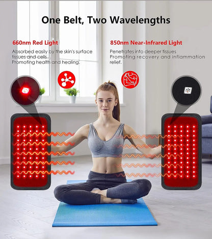 Themytom Red & Infrared Light Therapy Belt – 660nm & 850nm LED Wrap for Back, Waist & Muscle Recovery