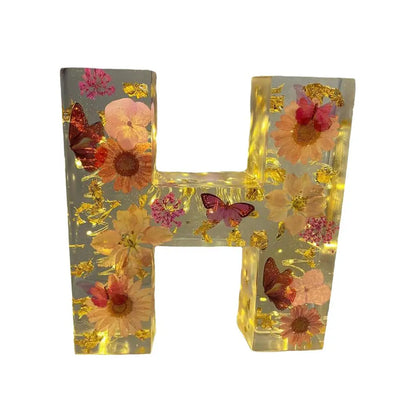 Floral Resin Letter Night Light Alphabet Letter LED