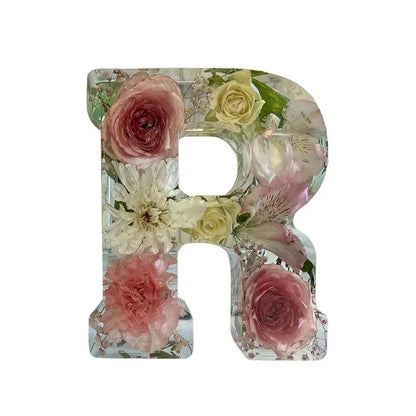 Floral Resin Letter Night Light Alphabet Letter LED