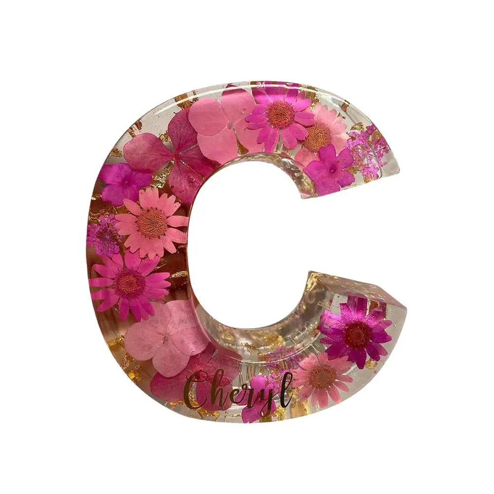 Floral Resin Letter Night Light Alphabet Letter LED