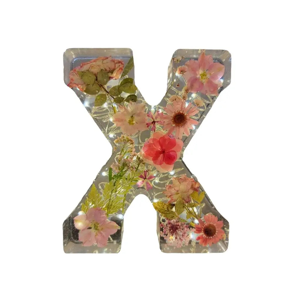 Floral Resin Letter Night Light Alphabet Letter LED