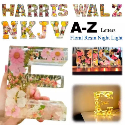 Floral Resin Letter Night Light Alphabet Letter LED