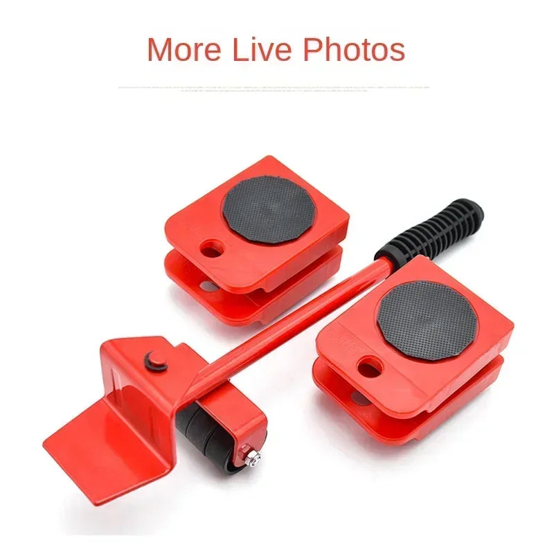 5Pcs/set Furniture Mover Tool Set Heavy Stuffs Moving Roller with Bar Furniture Mover Lifter with Wheel Professional Moving Tool