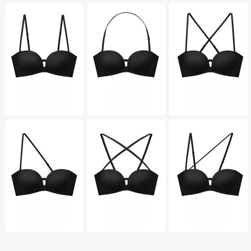 Themytom Women's Seamless Strapless Front Closure Push-Up Bra