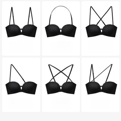 Themytom Women's Seamless Strapless Front Closure Push-Up Bra