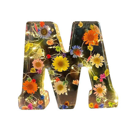 Floral Resin Letter Night Light Alphabet Letter LED