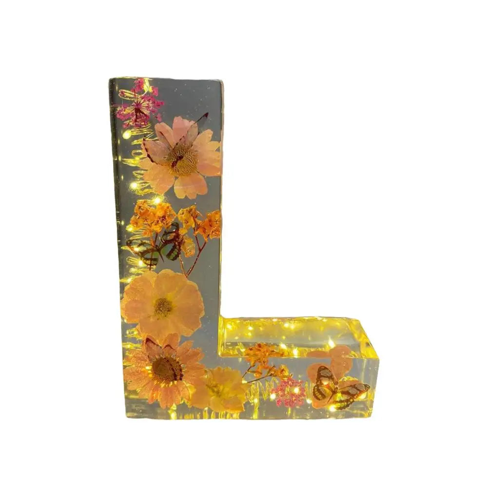 Floral Resin Letter Night Light Alphabet Letter LED