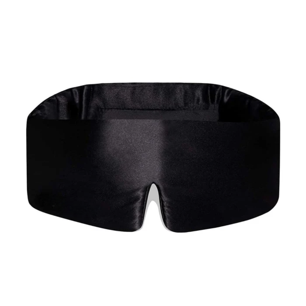 Black satin sleep mask on a white background Nº 21 Ombre Noire 