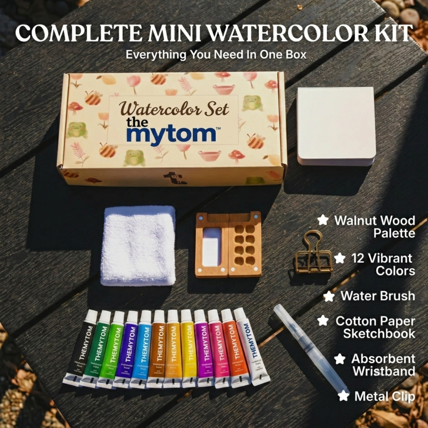 8/15 Colors Portable Travel Gouache Palette Set Mini Walnut Paint Box Artist Gouache Paint Palette Sketchbook Art Supplies