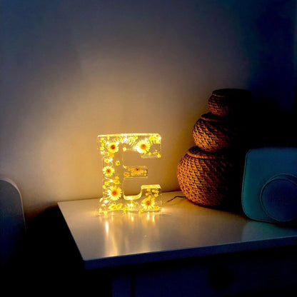 Floral Resin Letter Night Light Alphabet Letter LED